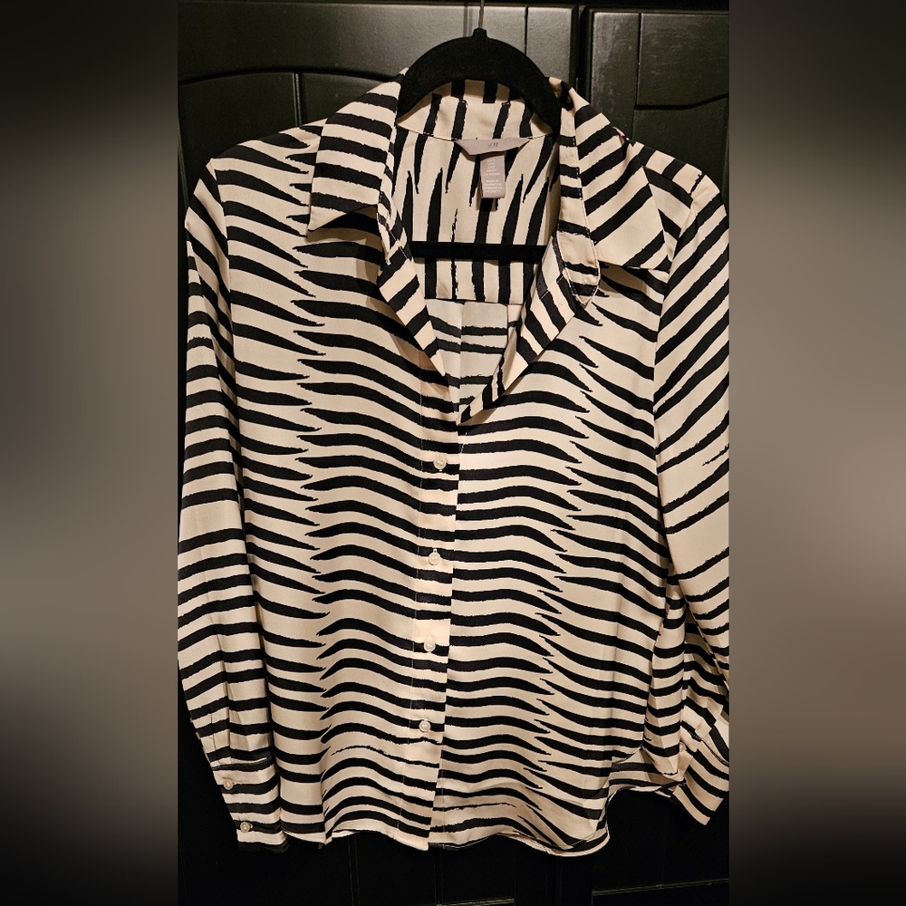H&M Zebra Print Button Down Shirt